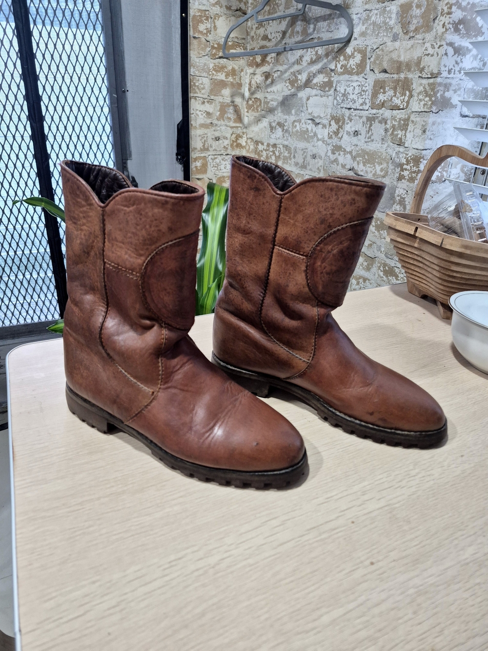Vintage Conti Italian Brown Leather Wellington Boots